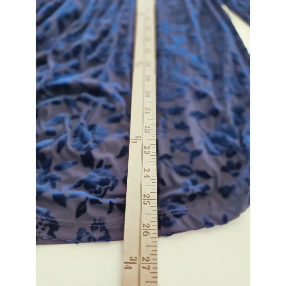 Laurie Felt Womans Top Sz L Dark Blue Burnout Velvet Fairy Whimsigoth Romantic - Picture 8 of 9